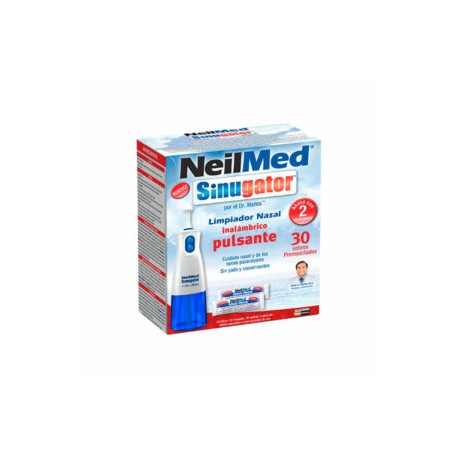 NeilMed Sinugator Lavador Nasal Inalámbrico Pulsarte con 30 sobres premezclados y 3 pilas AA